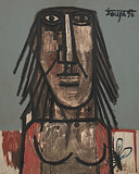 Head of a Woman with Fly - F N Souza - 24-Hour Absolute Auction