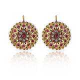 A PAIR OF RUBY AND 'POLKI' DIAMOND EAR PENDANTS -    - Auction of Fine Jewels & Watches