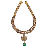 A 'POLKI' DIAMOND AND EMERALD NECKLACE -    - Auction of Fine Jewels & Watches