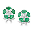 A PAIR OF EMERALD AND DIAMOND EAR CLIPS - Auction of Fine Jewels & Watches