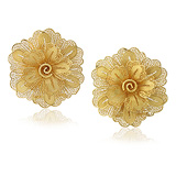 A PAIR OF GOLD 'FLOWER' EAR CLIPS -    - Auction of Fine Jewels & Watches