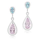 A PAIR OF KUNZITE AND BLUE TOPAZ EAR PENDANTS -    - Auction of Fine Jewels & Watches