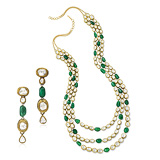 A SUITE OF EMERALD AND 'POLKI' DIAMOND JEWELRY -    - Auction of Fine Jewels & Watches