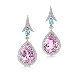 A PAIR OF KUNZITE AND AQUAMARINE EAR PENDANTS -    - Auction of Fine Jewels & Watches