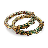 AN IMPORTANT PAIR OF PERIOD DIAMOND AND ENAMEL 'KADA' BANGLES -    - Auction of Fine Jewels & Watches