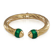 A GREEN CHALCEDONY AND GOLD BANGLE - Auction of Fine Jewels & Watches