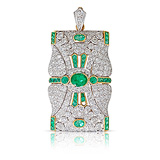 AN EMERALD AN DIAMOND PENDANT -    - Auction of Fine Jewels & Watches