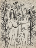 Untitled (Adam and Eve) - F N Souza - Spring Art Auction