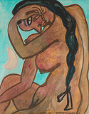 Woman and the Moon - Jogen  Chowdhury - Summer Art Auction 2012