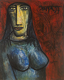 Portrait of a Greek Girl - F N Souza - Summer Art Auction 2012