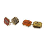 A PAIR OF GOLD 'CHAMPAGNE LABEL' CUFFLINKS, BY BENJAMIN C. FROBISHER -    - Absolute Auction of Indian Art & Collectibles