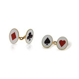 A PAIR OF ENAMEL 'PLAYING CARD' CUFFLINKS -    - Absolute Auction of Indian Art & Collectibles