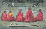 Monks with Temple - G R Iranna - Absolute Auction of Indian Art & Collectibles