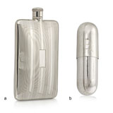 A STERLING SILVER FLASK, BY NAPIER, AND A STERLING SILVER 'CAPSULE' PILL BOX, BY FISHER -    - Absolute Auction of Indian Art & Collectibles