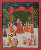 Maharana Ari Singh of Mewar Seated on a Swing -    - Indian Miniature Paintings and Works of Art