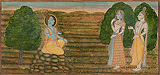 Sita accompanied by Lakshman approaches Rama -    - Indian Miniature Paintings and Works of Art