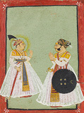 Maharana Raj Singh II with a Visitor -    - Indian Miniature Paintings and Works of Art