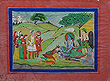 Rama, Sita, and Lakshman worshiped by a Sikh ruler, Punjab Hills - Indian Miniature Paintings and Works of Art