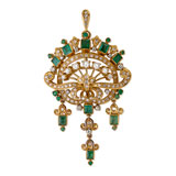 A PERIOD DIAMOND AND EMERALD PENDANT -    - Autumn Auction of Fine Jewels and Silver