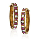 A PAIR OF DIAMOND AND RUBY BANGLES -    - Autumn Auction of Fine Jewels and Silver