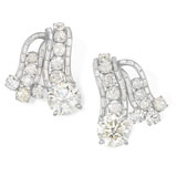 A PAIR OF DIAMOND EAR CLIPS, GAZDAR -    - Autumn Auction of Fine Jewels and Silver