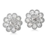 A PAIR OF DIAMOND 'FLOWER' EAR CLIPS -    - Autumn Auction of Fine Jewels and Silver