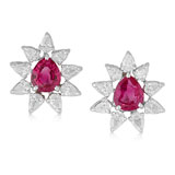 A PAIR OF RUBY AND DIAMOND EAR PENDANTS -    - Autumn Auction of Fine Jewels and Silver
