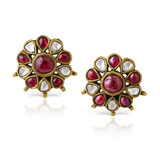 A PAIR OF RUBY AND DIAMOND 'POLKI' EAR CLIPS -    - Autumn Auction of Fine Jewels and Silver