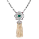 A DIAMOND, EMERALD AND SEED PEARL TASSEL NECKLACE, NAROTAMDAS BHAU -    - Autumn Auction of Fine Jewels and Silver