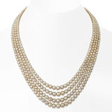 A MAJESTIC FOUR- LINE NATURAL PEARL NECKLACE -    - Autumn Auction of Fine Jewels and Silver