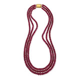 A RUBY BEAD NECKLACE -    - Autumn Auction of Fine Jewels and Silver