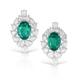 A PAIR OF EMERALD AND DIAMOND EAR CLIPS -    - Autumn Auction of Fine Jewels and Silver