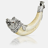 A STERLING SILVER AND TUSK 'BOAR' CIGAR CUTTER, CLEWLY & CO. -    - Travel and Leisure Auction