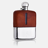 A GEORGE VI STERLING SILVER, LEATHER AND GLASS FLASK, JAMES DIXON & SONS -    - Travel and Leisure Auction