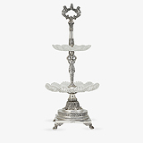 AN AUSTRIAN SILVER AND CRYSTAL TIERED CAKE STAND -    - Travel and Leisure Auction