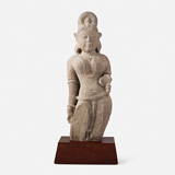 A SANDSTONE SCULPTURE OF A GODDESS -    - Live Auction: South Asian Treasures