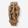A WOOD CARVING OF KRISHNA WITH SATYABHAMA AND RUKHMANI - Live Auction: South Asian Treasures