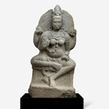 BUFF GRANITE FIGURE OF SEATED CHAMUNDI -    - Live Auction: South Asian Treasures
