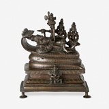 A COPPER ALLOY FIGURE OF SHESHASHAHI VISHNU -    - Live Auction: South Asian Treasures