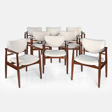 A SET OF EIGHT STYLISH RETRO DINING CHAIRS -    - 24-Hour Online Auction: Elegant Design