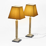 A PAIR OF BRASS TABLE LAMPS -    - 24-Hour Online Auction: Elegant Design