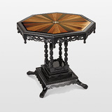 AN ANGLO-INDIAN EBONY AND SPECIMEN WOOD INLAY TABLE -    - 24-Hour Online Auction: Elegant Design