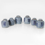 A SET OF SIX PERIOD CHINESE BLUE AND WHITE GINGER JARS -    - 24-Hour Online Auction: Elegant Design