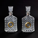 A PAIR OF CRESTED CRYSTAL DECANTERS -    - LIVE Auction Celebrating 20th Century Design