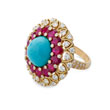 A TURQUOISE, RUBY AND DIAMOND RING - Online Auction of Fine Jewels and Silver