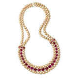 A PEARL AND RUBY NECKLACE -    - Online Auction of Fine Jewels and Silver