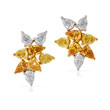 A PAIR OF COLOURED DIAMOND EAR PENDANTS - Online Auction of Fine Jewels and Silver