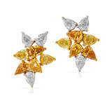 A PAIR OF COLOURED DIAMOND EAR PENDANTS -    - Online Auction of Fine Jewels and Silver