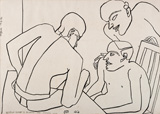 Three People - Jogen  Chowdhury - Modern Masters on Paper: LIVE Auction