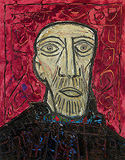 Head with Red Background - F N Souza - Summer Online Auction